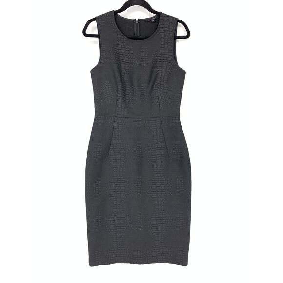 Tara Jarmon Dress Women's Size 38 US S Snake Embossed Sheath Solid Black - Picture 1 of 6